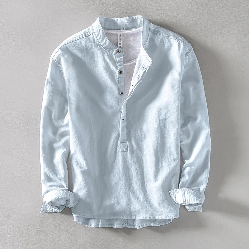 CALLUM LINEN MANDARIN SHIRT