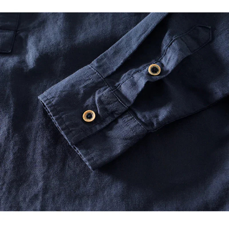 CALLUM LINEN MANDARIN SHIRT
