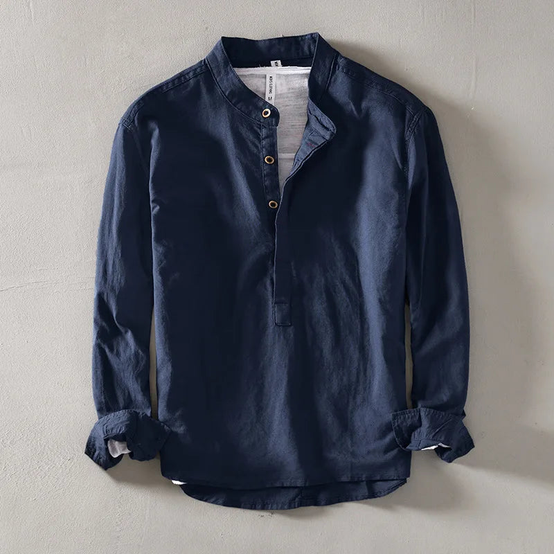 CALLUM LINEN MANDARIN SHIRT