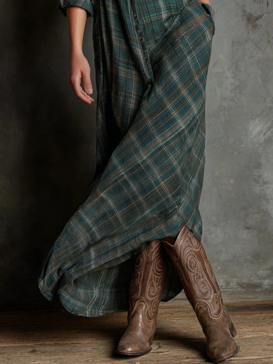 SERAPHINE GREEN-LAPEL DRESS